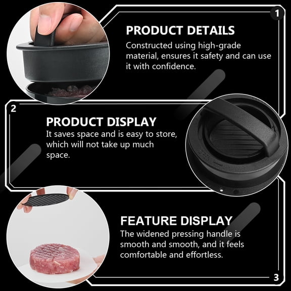 DEEPCRAFF 1Pc Black Hamburgers Maker Kitchen Tool with High-Grade Material and Smooth Pressing Handle