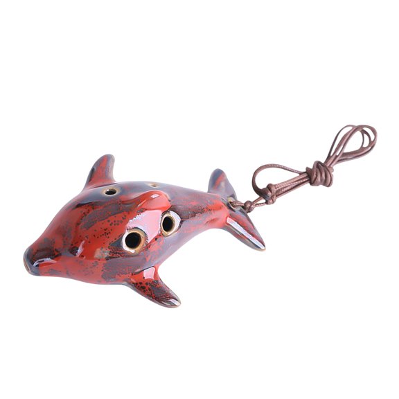 DEEPCRAFF 1Pc Ceramic Ocarina Flute Portable 6 Holes Multi Color Musical Tool with Long String