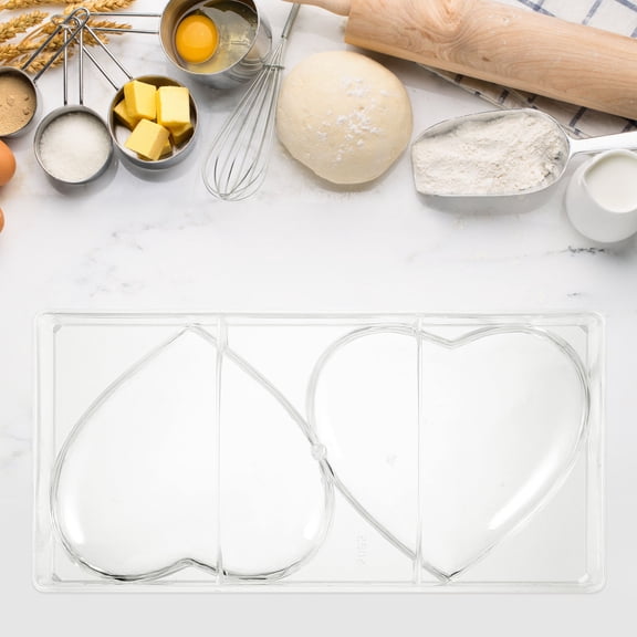 DEEPCRAFF 1Pc Clear Plastic Heart Shape Chocolate Mold with Smooth Bottom for Easy Demoulding