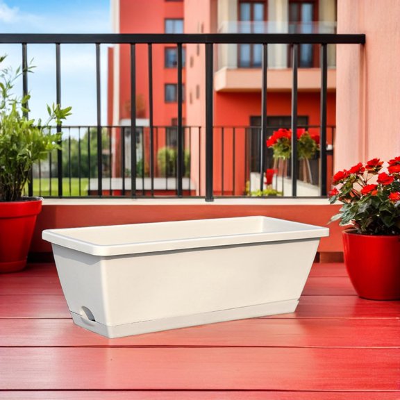 DEEPCRAFF 1Pc Durable Light Grey Resin Rectangular Planting Pot with Air Permeability