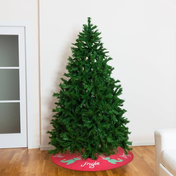 DEEPCRAFF Red Christmas Tree Skirt with Non-Woven Fabric, Festive Holiday Decoration for Home and Party Use