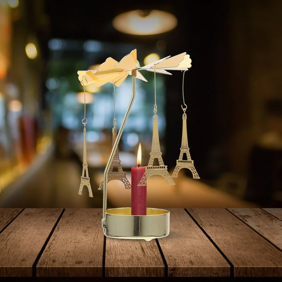 DEEPCRAFF 1Pc Golden Iron Eiffel Tower V Shape Candlestick Rotatable Design Christmas