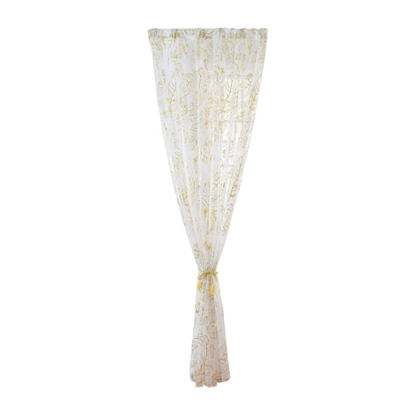 DEEPCRAFF Golden Half Shading Tulle Curtain - Rod Shading Voile, Sheer Window Covering, Elegant Design
