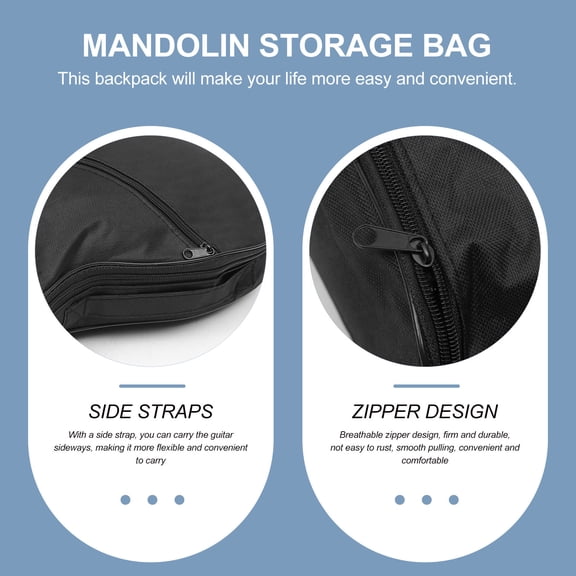 DEEPCRAFF 1Pc Heavy Duty Mandolin Backpack Black Lightweight Water Resistant Storage Bag