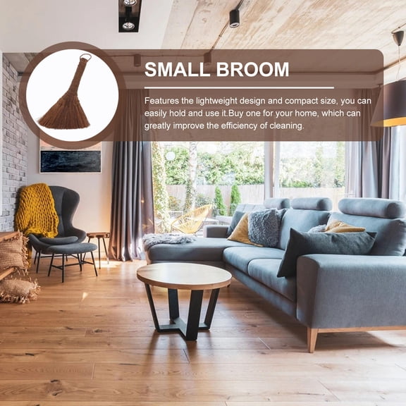 DEEPCRAFF 1Pc Small Broom Tool Natural Palm Coffee Color Lightweight Cleaning Broom