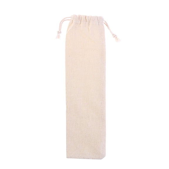 DEEPCRAFF 1Pc Cotton Linen Straw Carrying Case Drawstring Pouch Bag for Reusable Straws Storage