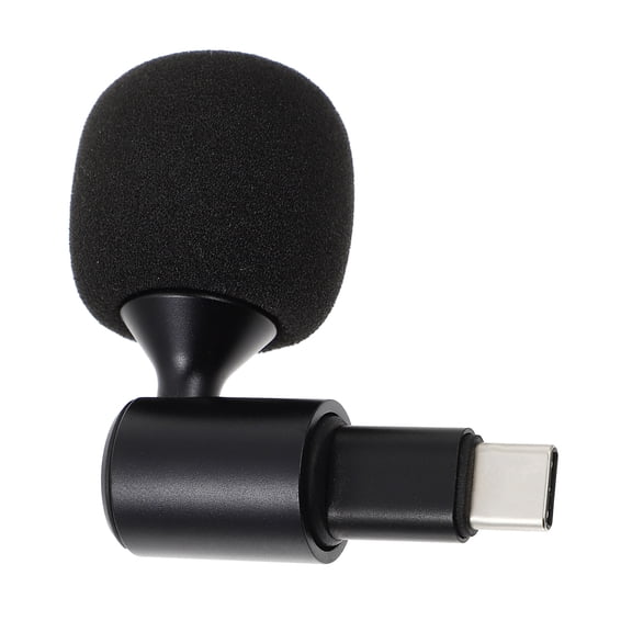 DEEPCRAFF 1Pc Phone Microphone USB-C Plug Lightweight Portable with Sponge Cover Black
