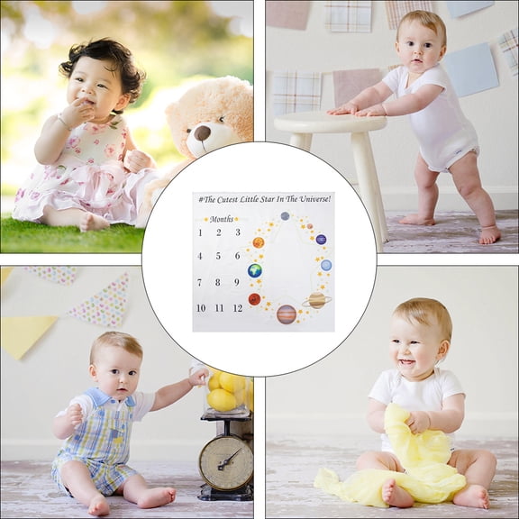 DEEPCRAFF White Flannel Photo Backdrop Blanket, Soft Monthly Design, and Easy to Clean, Perfect for Photography