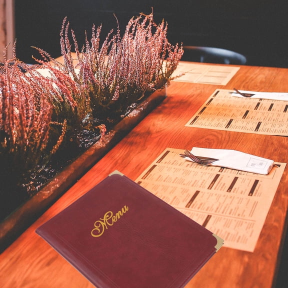DEEPCRAFF Durable Red PU Menu Holder for Restaurants - Simple and Easy to Update