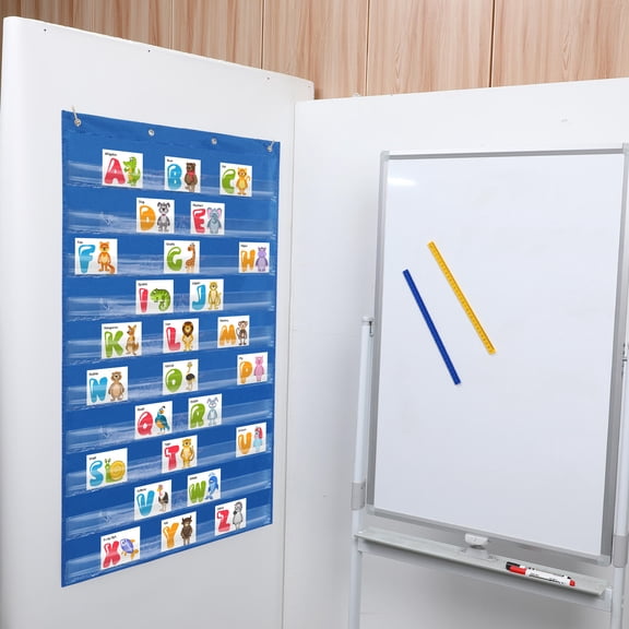 DEEPCRAFF 1Set Classroom Pocket Chart Organizer Blue with Polyester for Wall Hanging Storage