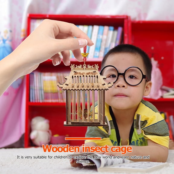 DEEPCRAFF Wooden Grasshopper Cage 1Pc Brown Portable Natural Insect Storage Box Exploration Holder