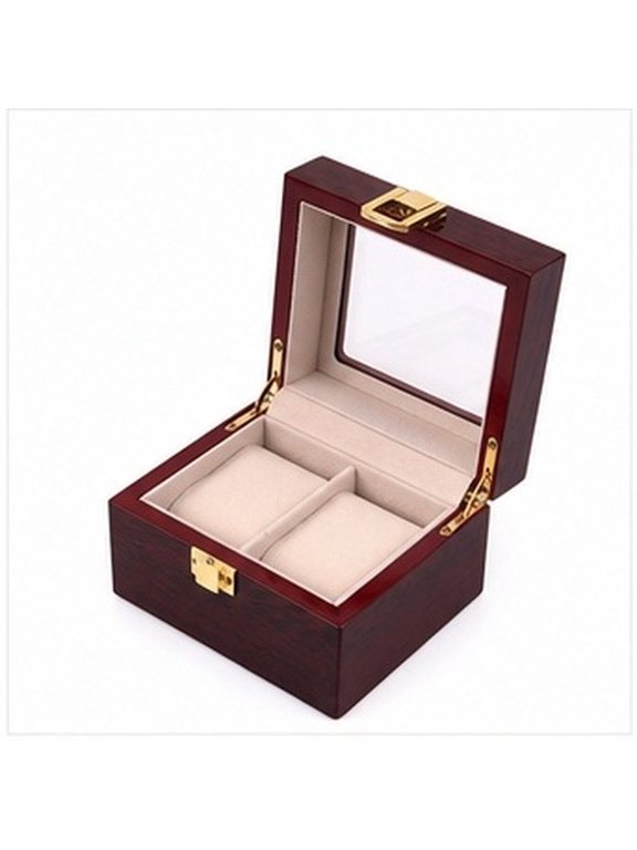 1Pc Wooden Watch Box Brown Decorative Storage Box with High Gloss Coating for Home Decor Display