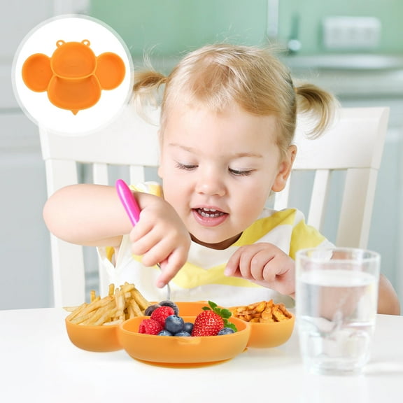 DEEPCRAFF Yellow Silicone Plate with Multiple Compartments, 1Pc Dinner Plate for Balanced Meals