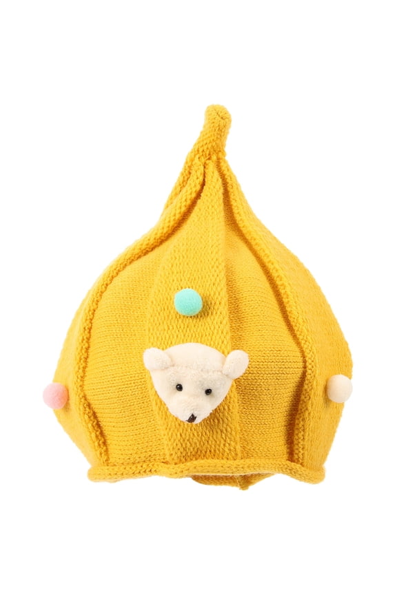 Cute Warm Hat Yellow 1Pc 9.1x8.7x0.6in