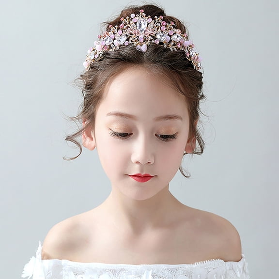 DEEPCRAFF Elegant Little Girl Tiara Crown Headband with Rhinestones 1Pack