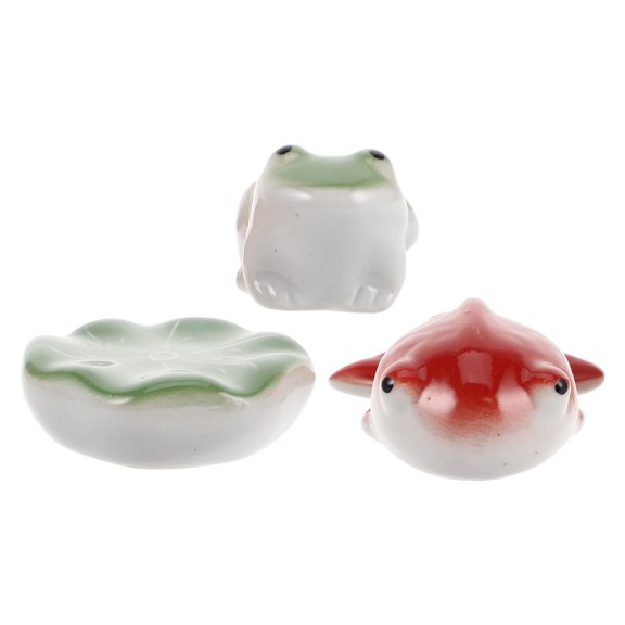 DEEPCRAFF 1 Set Assorted Color Ceramic Floating Fish and Frog Statue, Aquarium Fish Ornament Decor Accessory for Aquatic Pets