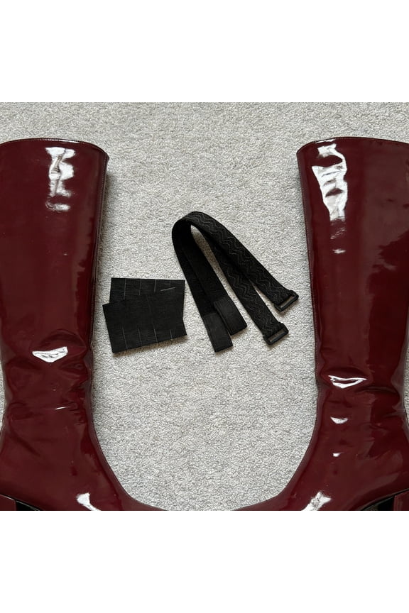 Black Boot Belt Straps with Strong Adhesive Tape for Secure, Slouch-Free Tall Boot Support and Stability - 1 Set