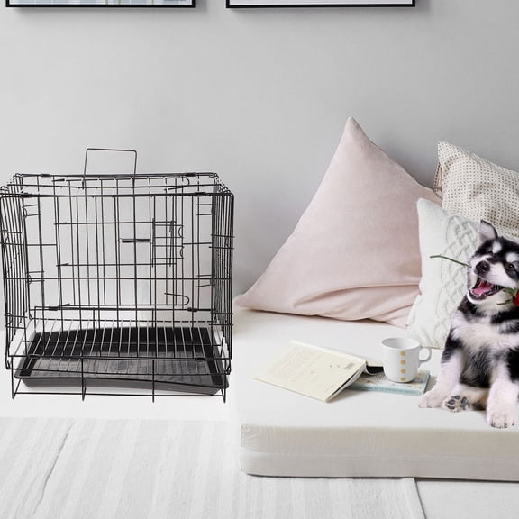 DEEPCRAFF Dog Cage Black Metal Kennel with Removable Tray Durable and Safe
