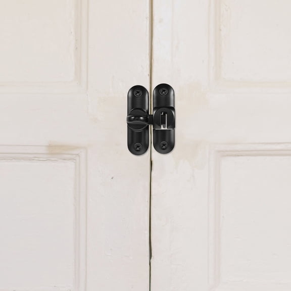 DEEPCRAFF 1Set Black Zinc Alloy Sliding Gate Hardware with Flip Latch for Versatile Home Door Security