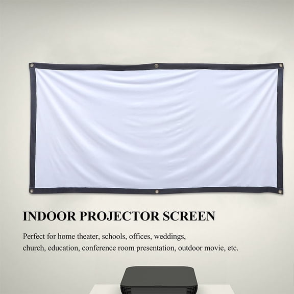 DEEPCRAFF 1Set Camping and Office Foldable White Projector Screen Polyester Fabric with Black Border