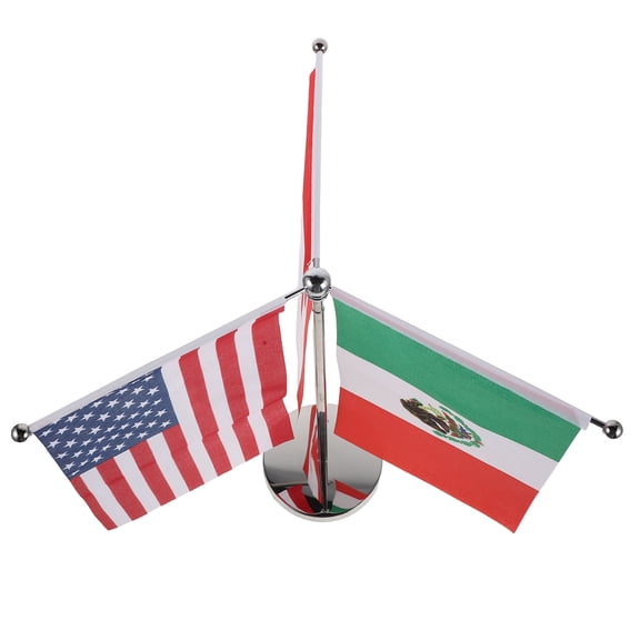 DEEPCRAFF 1Set Plated Silver Metal Table Flag for Conference Room and Festival Events