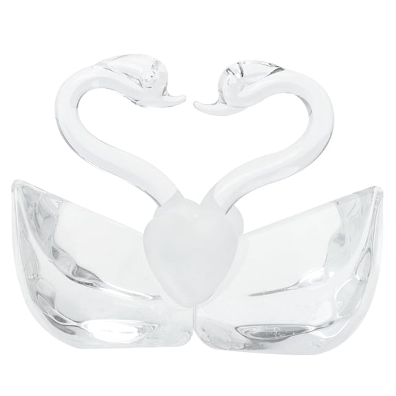 DEEPCRAFF White Crystal Swan Figurine Set Elegant Wedding Decoration Ornament for Home and Event Decor