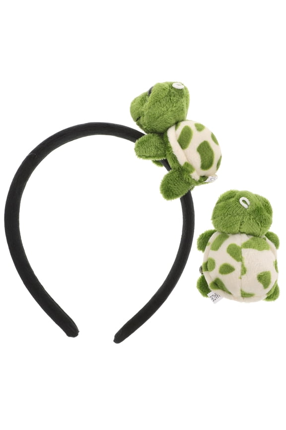 1Set Decorative Plush Turtle Headband Green for Festivals and Theme Parties