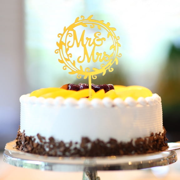 Phenofice Golden Wedding Cake Topper with Wreath Leaves for Elegant Events