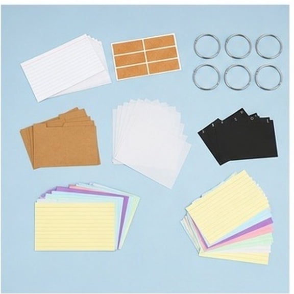 DEEPCRAFF 1Set Index Card Organizer Box with Divider and Assorted Tabs for Office and Home Organization