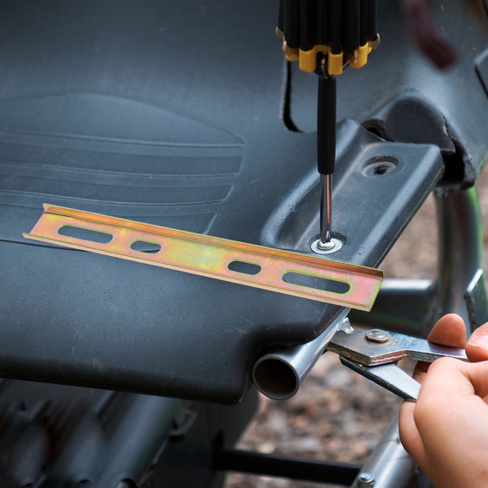DEEPCRAFF 1Set Iron Scooter Hitch Trunk Floor Panel Kit for Motorcycle Rear Luggage Box Base Adapter 19.9x2.5x0.5in
