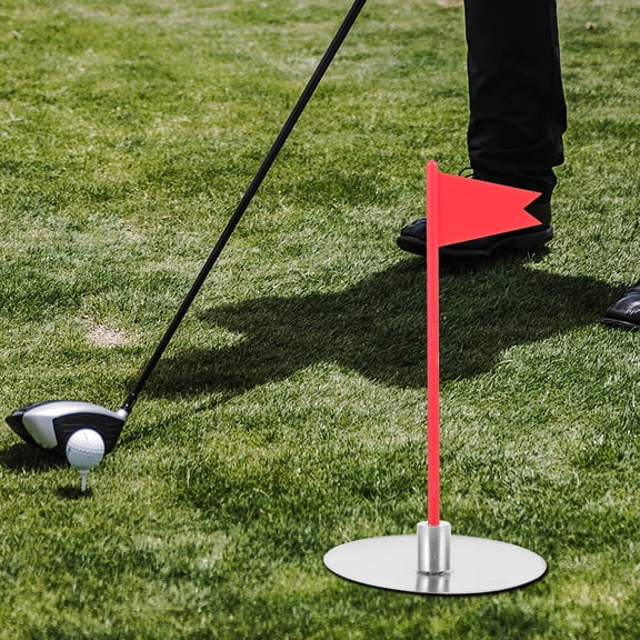 DEEPCRAFF 1Set Portable Golf Hole Cup and Flag for Practice Putting with Stainless Steel and Plastic Design