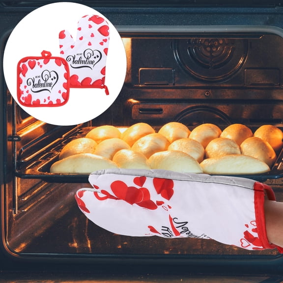 DEEPCRAFF 1 Set of Oven Gloves Heat Resistant for Women with Nonslip Material for Home Baking