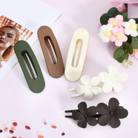 DEEPCRAFF 1Set Multi Color Flower Hair Barrettes Flat Clips for Side Hair Decoration