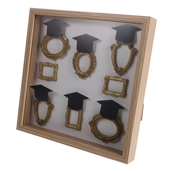 DEEPCRAFF Wooden Graduation Shadow Box Frame Set, Beige Craft Photo Display Case for Keepsakes and Memorabilia
