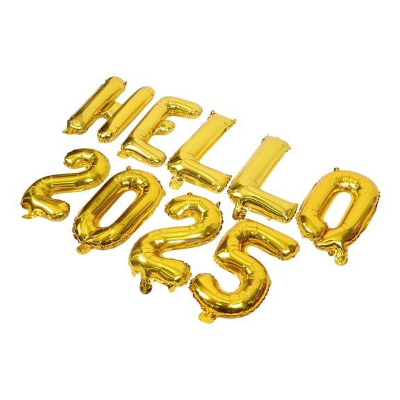 DEEPCRAFF 1Set Party Decorative Golden Balloons Hello 2025 New Year Props for Celebration