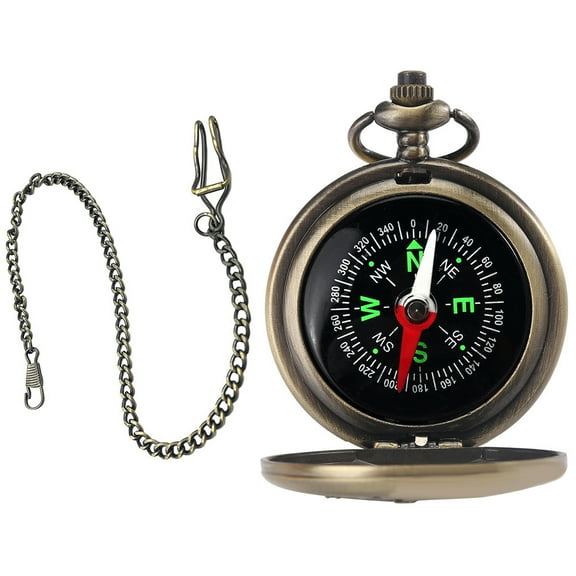 DEEPCRAFF 1Set Vintage Compass Pocket Size Golden Metal Accurate Navigation Tool