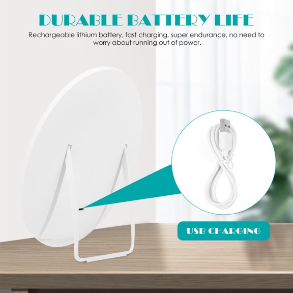 DEEPCRAFF White LED Makeup Mirror, Desktop LED Mirror, Clear Surface, Stable Base, Home Use, 1Set