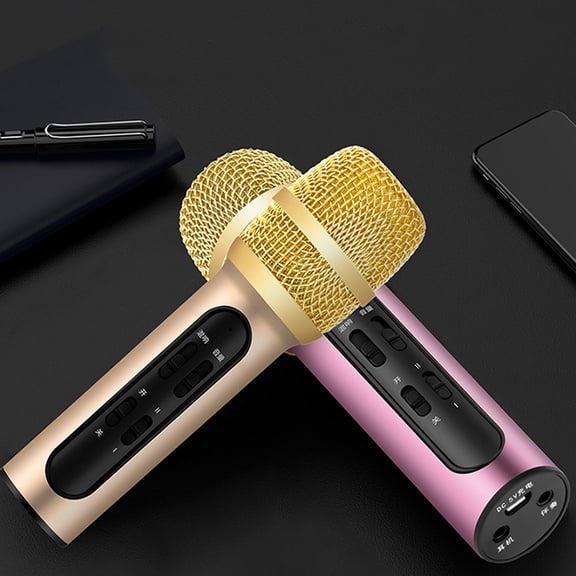 DEEPCRAFF 1Set Professional Handheld Microphone Golden for Live Singing and Karaoke