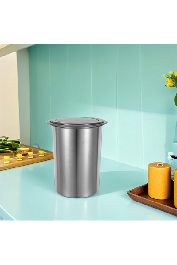 Stainless Steel Kitchen Trash Bin Set with Space-Saving Design and Built-in Swing Lid for Restaurant and Home Use