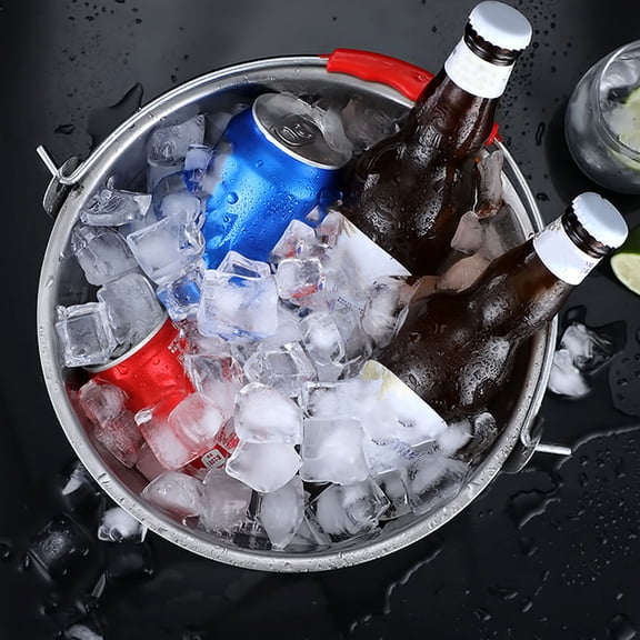 DEEPCRAFF 1Set Stainless Steel Ice Bucket with Handle Rust Proof Ice Container for Wine Beer Storage