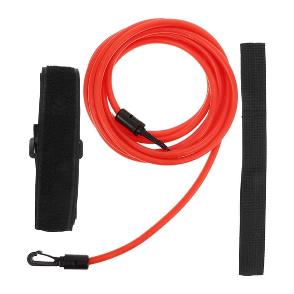 DEEPCRAFF Swim Training Tether, Red TPE Swimming Accessory, Adjustable Resistance Belt for Pool Training, 1 Set
