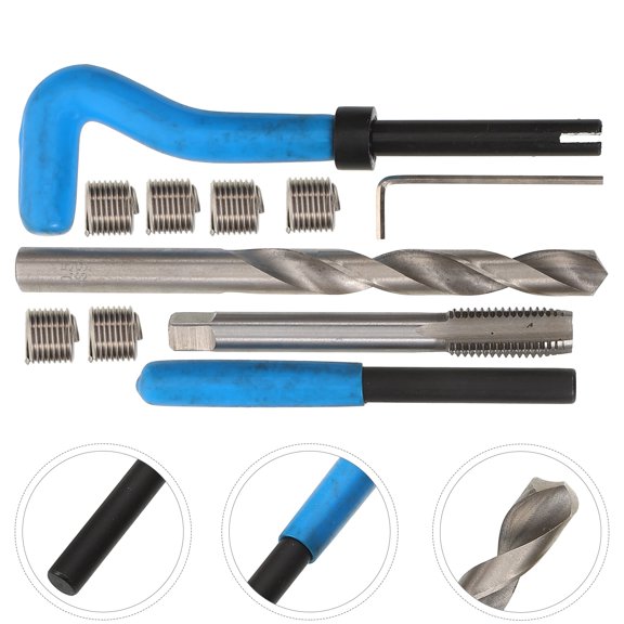 DEEPCRAFF 1Set Threaded Insert Installation Kit Carbon Steel Thread Repair Tools for Stripped Thread Fix