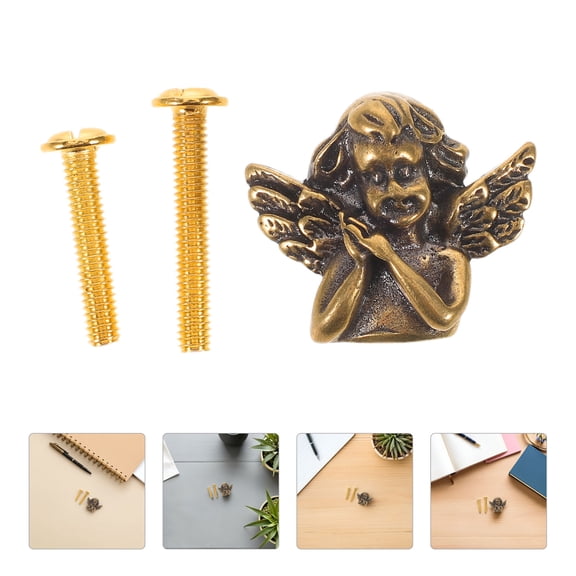 DEEPCRAFF 1Set Copper Cabinet Handle Pull Handmade Angel Design for Vintage and Modern Dressers