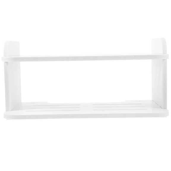 DEEPCRAFF 1Set Wall Mount Shelf Double Layered White Wood Plastic Composite Organization CD Player