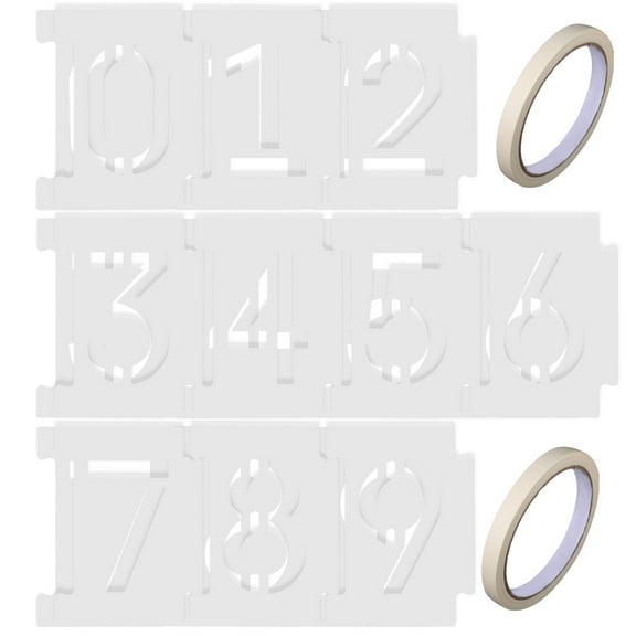 DEEPCRAFF 1Set White Plastic Number Stencils for Painting Reusable Smooth Wipeable Templates