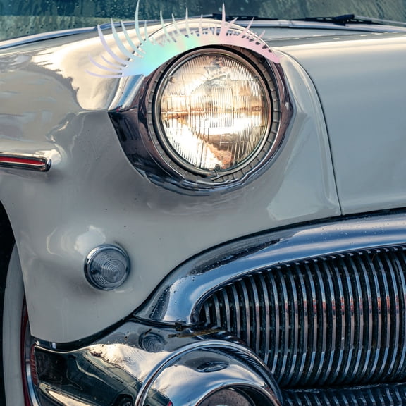 DEEPCRAFF 2Pairs Waterproof Vinyl Car Headlight Eyelash Stickers Unique Reflective Decal Exterior Decoration