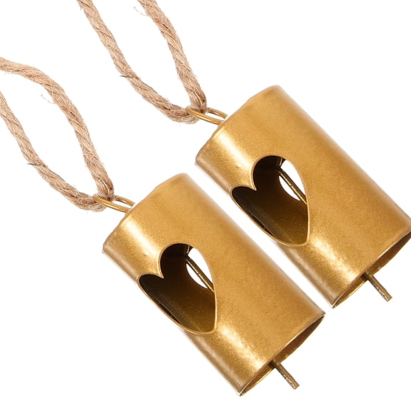 DEEPCRAFF Decorative Christmas Bells Golden Iron Festive Party Atmosphere 2Pcs