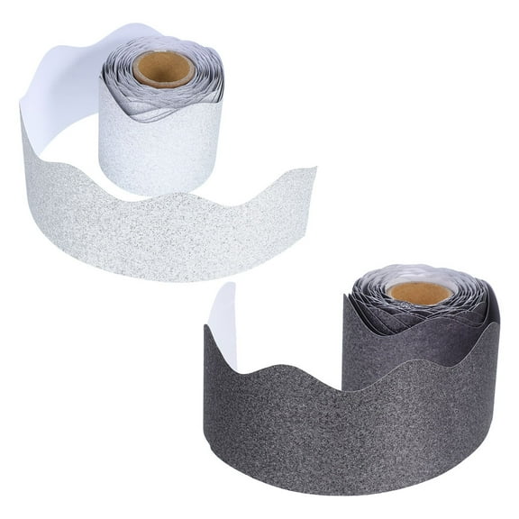 DEEPCRAFF Scalloped Borders For Blackboard Paper 2 Rolls Gray Resist Peeling Long Term Use