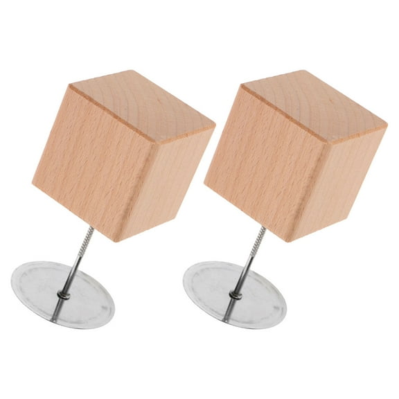 DEEPCRAFF Cake Decorating Flower Nail with Beige Wood Display Base Set, 2 Pieces Professional Baking Tools for Cake Design