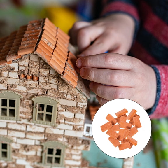 DEEPCRAFF 20-Piece Red Pottery Clay Brick Model Set for Miniature Scene Building and Family Craft Projects